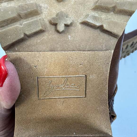 Zodiac Gemma Women's Cognac Leather Lace-Up Block Heel Combat Boots - Picture 7 of 8